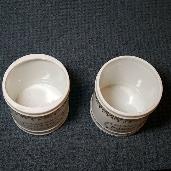 Vtg Lefton China Handpainted Cotton & Powder Holders Gold Embellishments No Lids - Picture 7 of 8